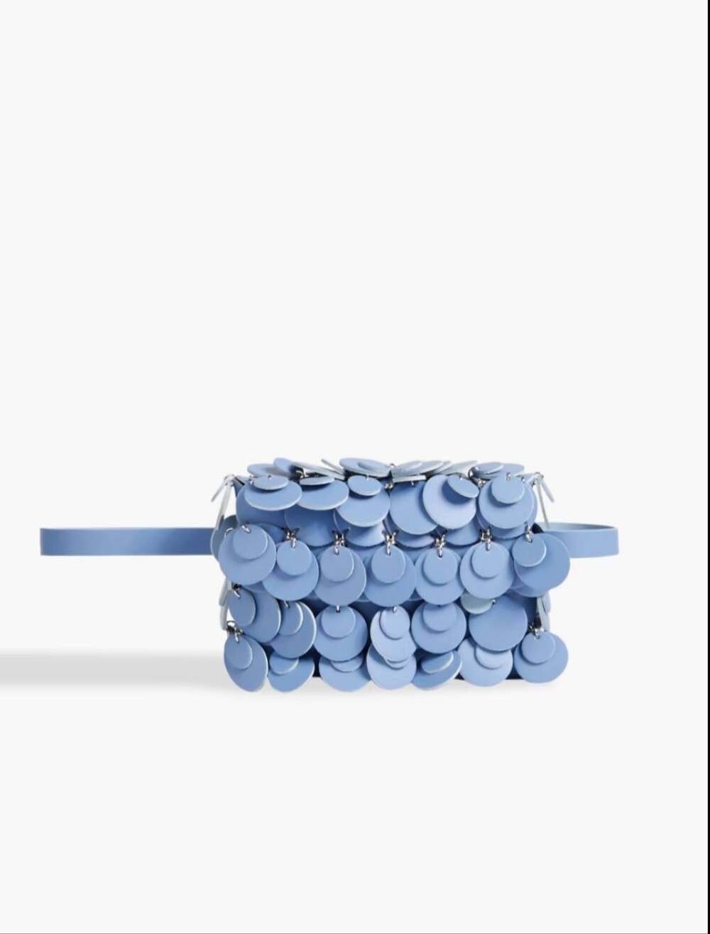 Paco Rabanne Iconic Sphere Leather Chainmail Disc Belt Bag In Light Blue